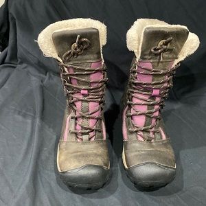 KEEN Hoodoo High Lace Up Winter Snow Hiking Boot Brown and purple Size 6.5